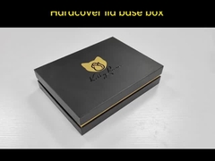 Caja de embalaje para regalos de color negro, de anillo rígido, etiqueta de puño y puño de regalo.