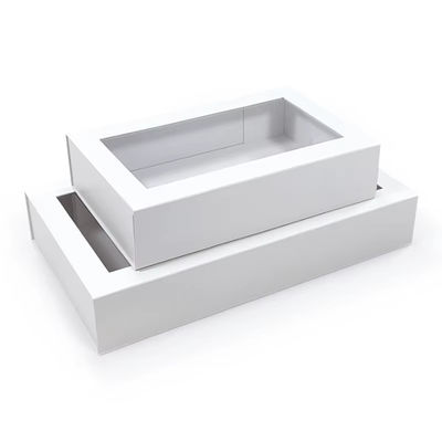 Caja de regalo plegable de cartón rígido Matt Art hecha de papel de arte y cartón Caja de regalo plegable magnética con ventana