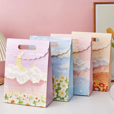 Kraft personalizado bolso de papel de embalaje pequeño rosa personalizado bolso de papel de embalaje de arte portátil
