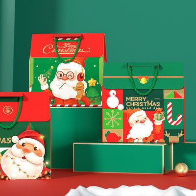 Caja de regalo de Navidad de lujo personalizada con asa, papel artístico de 157 g, cartón de 1000 g