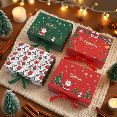 Pequeña empresa Unique cinta para calcetines de lujo de cartón personalizado caja de regalo de Navidad con cierre magnético laminado UV
