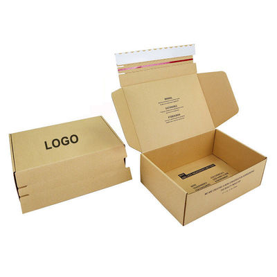 Logotipo privado personalizado de envío corrugado adhesivo de tira de lágrima caja postal abierta para artículos