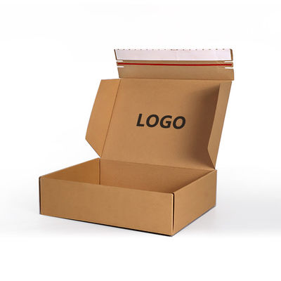Logotipo privado personalizado de envío corrugado adhesivo de tira de lágrima caja postal abierta para artículos