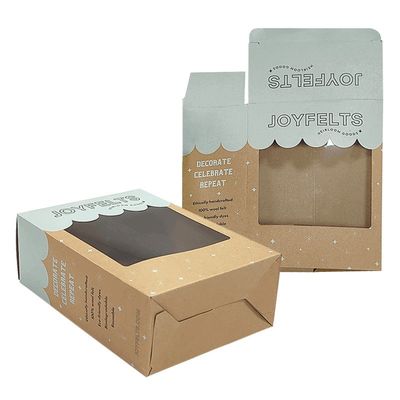 Embalaje de caja de extremo de papel kraft marrón con carpetas de ventanas de PVC transparentes