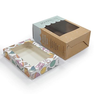Embalaje de caja de extremo de papel kraft marrón con carpetas de ventanas de PVC transparentes