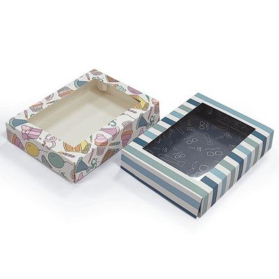 Embalaje de caja de extremo de papel kraft marrón con carpetas de ventanas de PVC transparentes