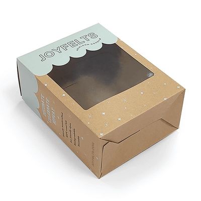 Embalaje de caja de extremo de papel kraft marrón con carpetas de ventanas de PVC transparentes