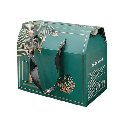 Cajas de embalaje de alimentos de cartón reutilizables para llevar Cajas Kraft Gable con mango