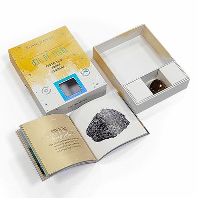 Cajas de regalo de dos piezas de piedra preciosa roca ágata cristal tamaño personalizado con inserción de papel