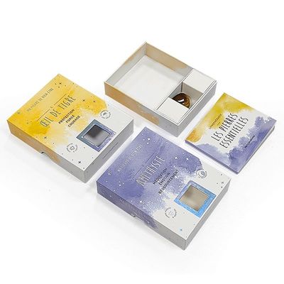Cajas de regalo de dos piezas de piedra preciosa roca ágata cristal tamaño personalizado con inserción de papel