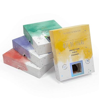 Cajas de regalo de dos piezas de piedra preciosa roca ágata cristal tamaño personalizado con inserción de papel