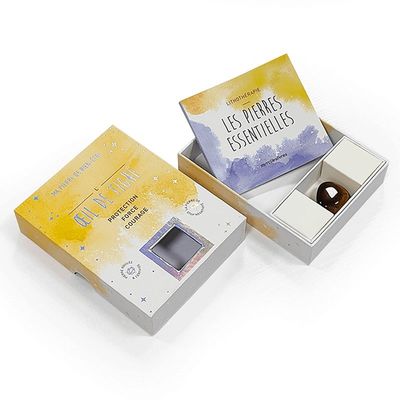 Caja de regalo rígida personalizada para accesorios de cristal efecto holográfico y ventana en la tapa