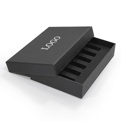 Caja de regalo de papel negro personalizada con inserción de espuma para paquetes de perfumes