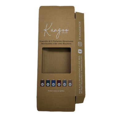 Cajas de papel de autoensamblaje de color marrón colgantes Rectángulo plano de bloqueo automático Fondo de cartón