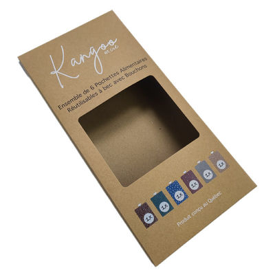 Cajas de papel de autoensamblaje de color marrón colgantes Rectángulo plano de bloqueo automático Fondo de cartón