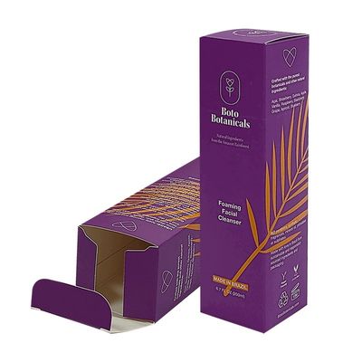 Cajas de embalaje cosmético de papel recubierto de caja plegable de fondo automático 350g 500g