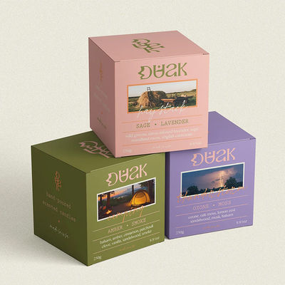 Papel recubierto Jarrón de vela perfumada personalizado Embalaje Papel plegable Reverso Impreso Caja Tuck