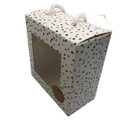 Caja de embalaje de cartera de ventana plegable de papel recubierto de 350 gramos con mango de cuerda