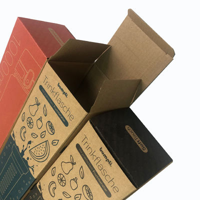 Cajas de embalaje personalizadas sin recubrimiento Kraft E Flauta Botella de agua