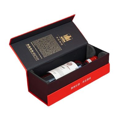 Caja de cartón de cierre magnético rígido de visualización de champán botella de whisky de vino caja de embalaje