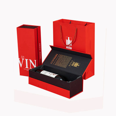 Caja de cartón de cierre magnético rígido de visualización de champán botella de whisky de vino caja de embalaje