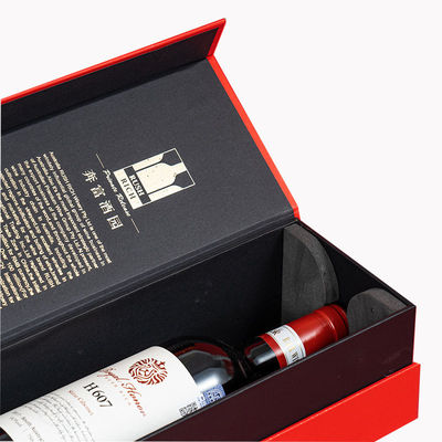 Caja de cartón de cierre magnético rígido de visualización de champán botella de whisky de vino caja de embalaje