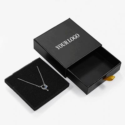 Pedidos personalizados de papel de oro espuma inserción estilo de diapositiva negro cajón de joyería cajas para velas