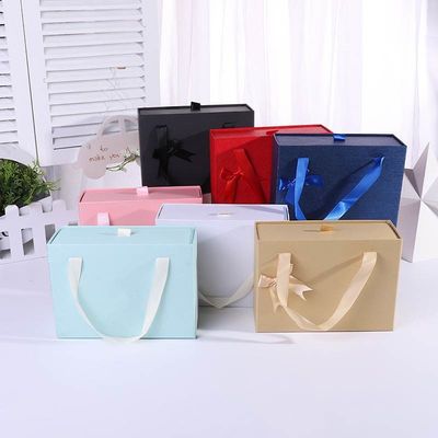 ODM OEM aceptable. Muestra gratuita portátil deslizador vacío de embalaje tipo cajón rígido Bolsa de regalo con cinta