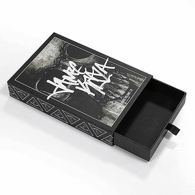 Impresión de logotipo personalizado aceptado Black Matte Sliding Gift Drawer Box con pedido personalizado