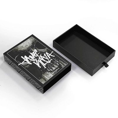 Impresión de logotipo personalizado aceptado Black Matte Sliding Gift Drawer Box con pedido personalizado