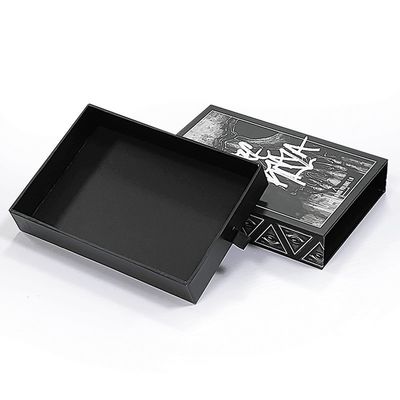 Impresión de logotipo personalizado aceptado Black Matte Sliding Gift Drawer Box con pedido personalizado