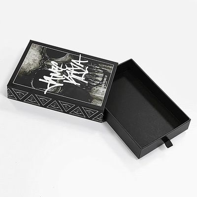 Impresión de logotipo personalizado aceptado Black Matte Sliding Gift Drawer Box con pedido personalizado