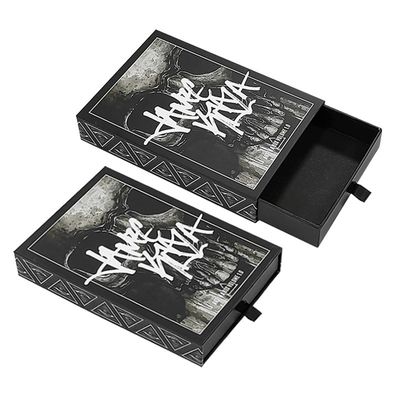 Impresión de logotipo personalizado aceptado Black Matte Sliding Gift Drawer Box con pedido personalizado