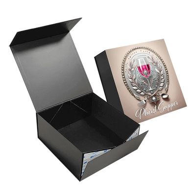 Caja de embalaje de conjunto de vidrio para banquetes con acabado con logotipo UV personalizado y cierre magnético plegable