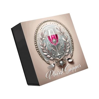 Caja de embalaje de conjunto de vidrio para banquetes con acabado con logotipo UV personalizado y cierre magnético plegable