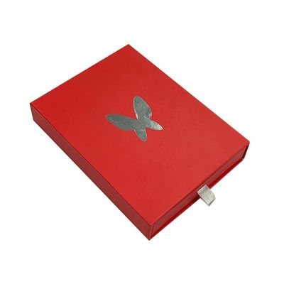 Cartón gris personalizar logotipo Slide cajón de papel caja paquete de regalo caja con papel de plata