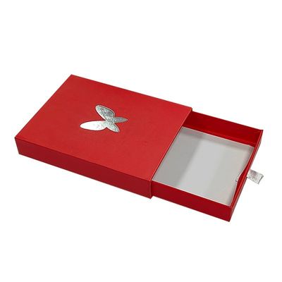 Cartón gris personalizar logotipo Slide cajón de papel caja paquete de regalo caja con papel de plata