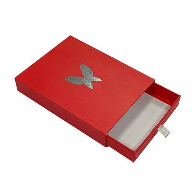 Cartón gris personalizar logotipo Slide cajón de papel caja paquete de regalo caja con papel de plata