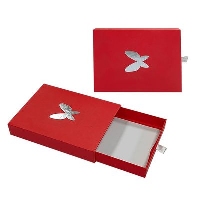 Cartón gris personalizar logotipo Slide cajón de papel caja paquete de regalo caja con papel de plata