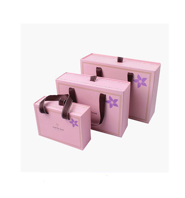 Tamaño personalizado Caja de embalaje de cajón pequeño Bolsas de regalo de papel con asas de cinta