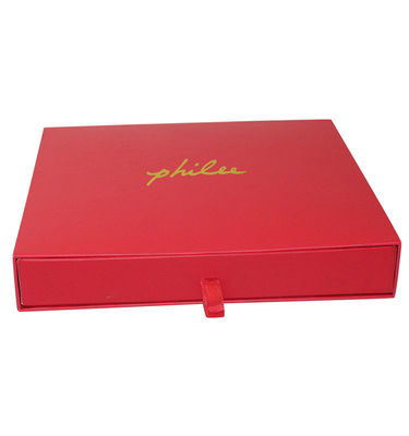 Estampado en caliente caja de papel de papel de papel de papel de papel de papel rojo caja de embalaje de cartón personalizado