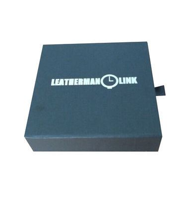 Caja de embalaje de cajón de regalo negro Laminado brillante Blob bronceado Logotipo estampado