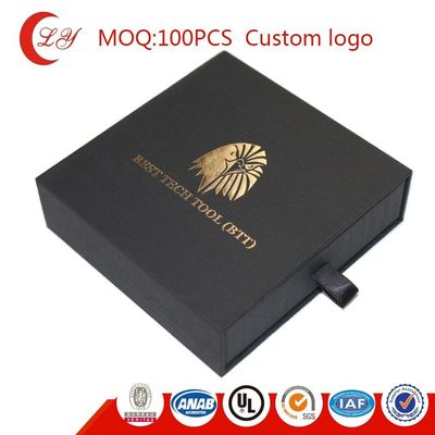 Caja de embalaje de cajones de cartón Texturas personalizadas Cajas de cartón de deslizamiento negro