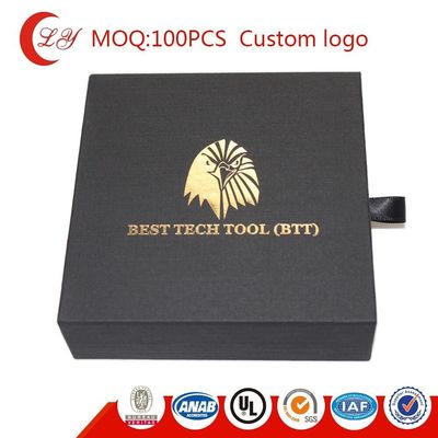 Caja de embalaje de cajones de cartón Texturas personalizadas Cajas de cartón de deslizamiento negro