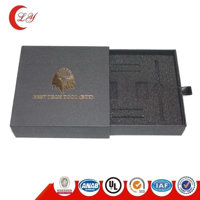 Caja de embalaje de cajones de cartón Texturas personalizadas Cajas de cartón de deslizamiento negro