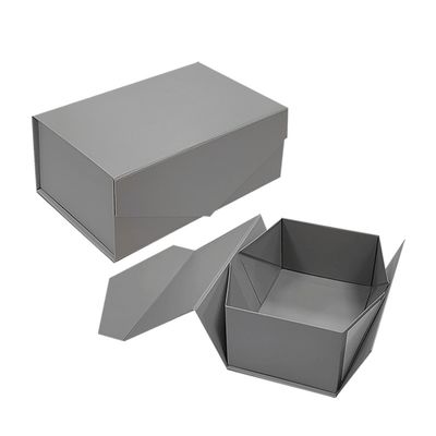 Pedido personalizado Color personalizado Tamaño caja de papel de cartón plegable gris con tapa magnética