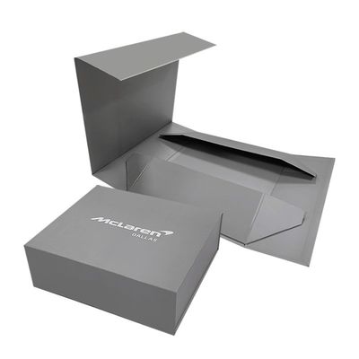Pedido personalizado Color personalizado Tamaño caja de papel de cartón plegable gris con tapa magnética