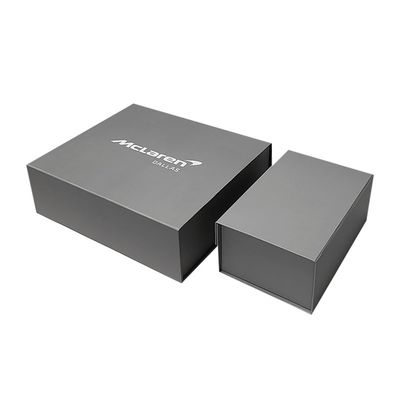 Pedido personalizado Color personalizado Tamaño caja de papel de cartón plegable gris con tapa magnética