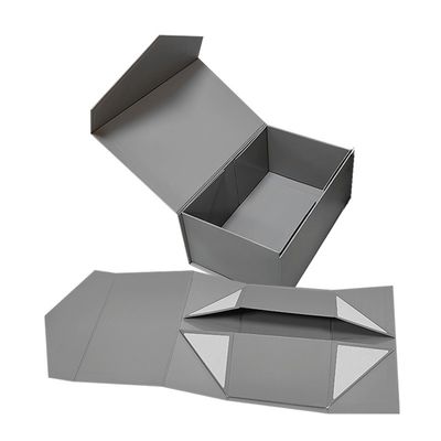 Pedido personalizado Color personalizado Tamaño caja de papel de cartón plegable gris con tapa magnética