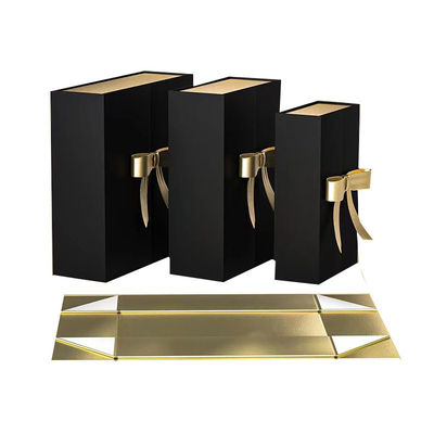 A5 caja plegable rígida profunda caja de regalo magnética plegable con diseño de corbata de arco de cinta
